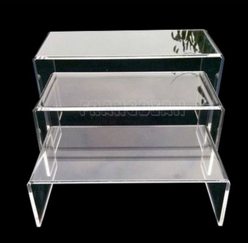 3 Teir Clear Acrylic Rectangle Riser Display Stand For Shoes Jewellery Watches