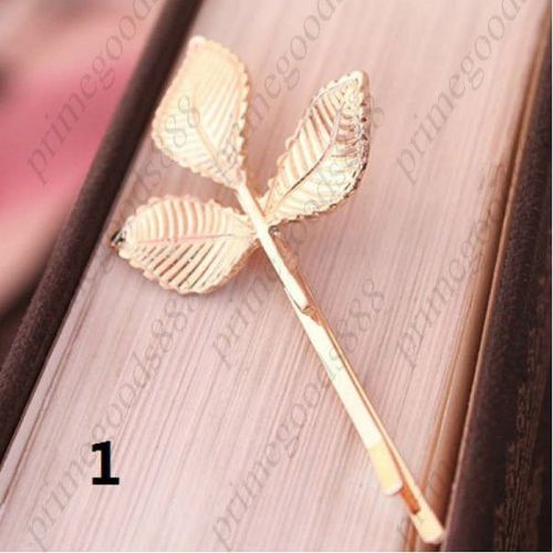 Gold Casual Three dimensional leaves Alloy Hairpin Hair Golden Free Shipping 1