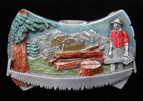 Logger logging axe head belt buckle buckles nice colors for sale