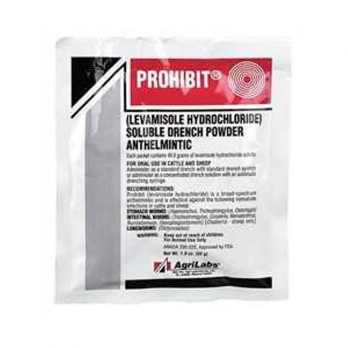 Prohibit Levasole Oral Wormer Drench Water Sheep Cattle 52gm/pkg &#034;Lot of 30&#034;