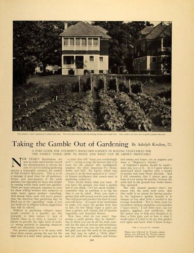 1916 article gardening guide backyard adolph kruhm - original gm1 for sale