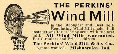 1890 ad perkins antique regulating wind mill mishawaka indiana agricultural aag1 for sale