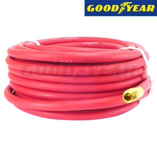 1/4&#034; inch x 100&#039; ft. goodyear rubber air compressor hose w/ brass fittings for sale