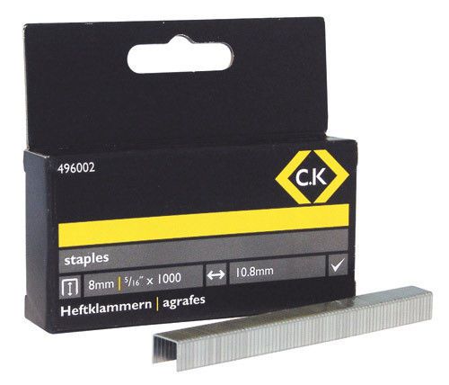Ck staples 10.5mm wide x 8mm deep box of 1000 for 496001 gun 496002 for sale