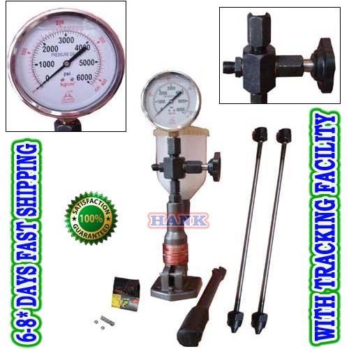Diesel injector nozzle tester (iron) with glycerin filled dual bar / psi gauge. for sale