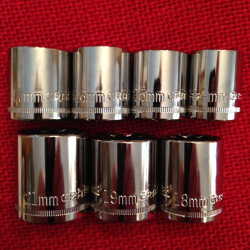NEW CRAFTSMAN  3/8&#034; Drive Size, 12PT METRIC STD SOCKET SET 14mm thru 21mm