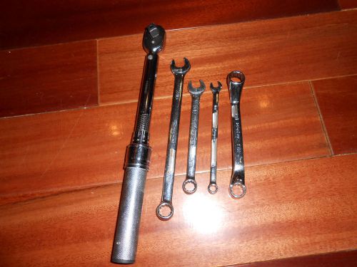 Cdi (snap-on div) torque wrench 2002mrmh (30&#034;-200&#034;) and 4 snap-on wrenches for sale
