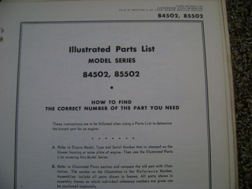 briggs and stratton parts list model series 84502 to 85502