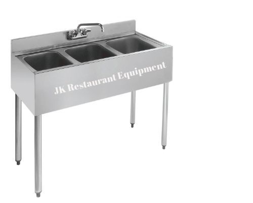 New Commercial Stainless Steel Underbar Bar Sink 18.5&#034;x38&#034;x30&#034; Three Compartment