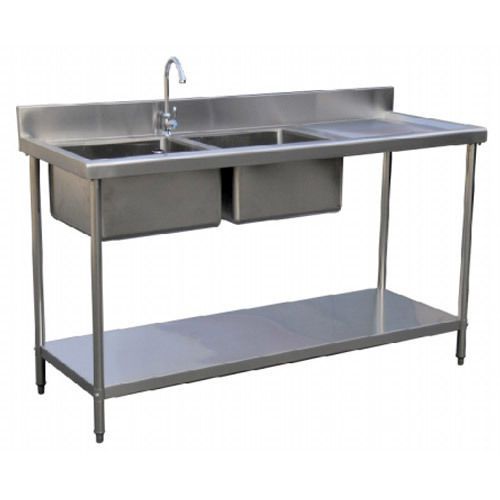 Advance Tabco Stainless Steel Table with Double Sink 9&#039; long KSS-308 w/ TA-11D-2