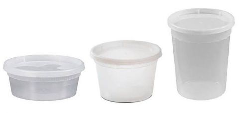 Combo 8 &amp; 16&amp; 32oz plastic deli containers with lids 10ct each for sale