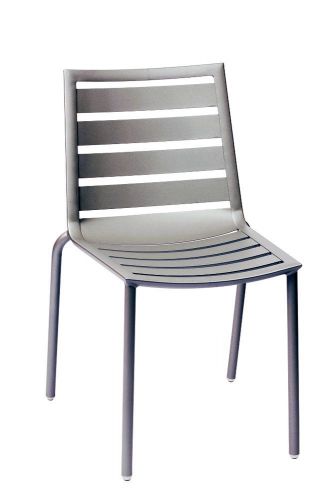 New South Beach Outdoor Aluminum Stacking Side Chair with Titanium Silver Finish