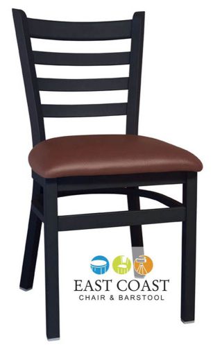 New Gladiator Ladder Back Metal Restaurant Chair with Brown Vinyl Seat