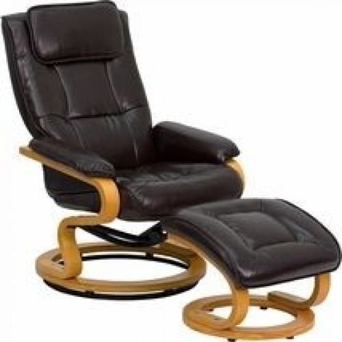Flash Furniture BT-7615-BN-CURV-GG Contemporary Brown Leather Recliner and Ottom