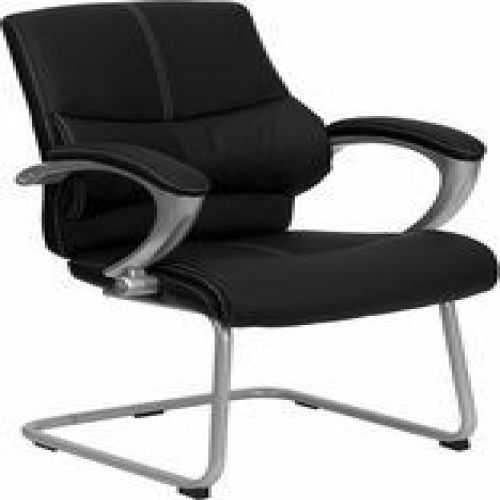 Flash furniture h-9637l-3-side-gg black leather executive side chair for sale