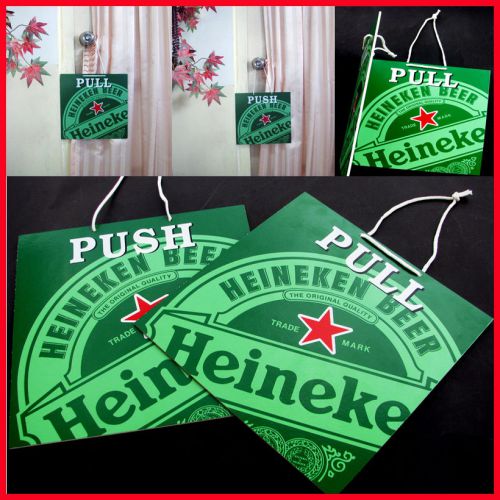 Push pull (2 in 1) heineken hanging sign souvenir heineken thailand 9.8&#034; x 9.8&#034; for sale