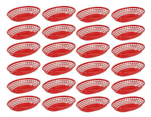 24 Red Food Baskets Restaurant Quality 9-1/2&#034; x 6&#034; Perfect For Outdoor Picnics