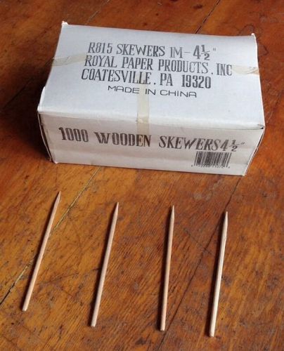 Wooden Skewers wooden sticks 1 BOX  1000 count 4-1/2&#034; Royal 4.5&#034;
