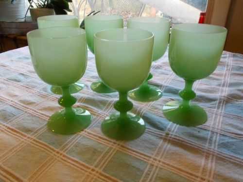 JADEITE GOBLETS SET OF SIX STUNNING GLASSES