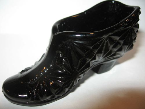 Black Amethyst purple glass Daisy and Button pattern Shoe Slipper Boot art dark