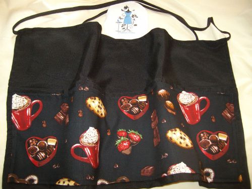 Black Server Half Waist Waitress Apron Coffee Cookies Candy Cafe Bar Apron