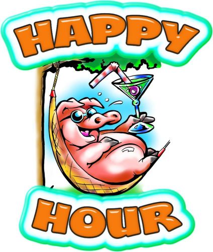 Happy Hour Decal 14&#034; Martini Concession Food Trucks Drinks Beverages Vinyl Sign