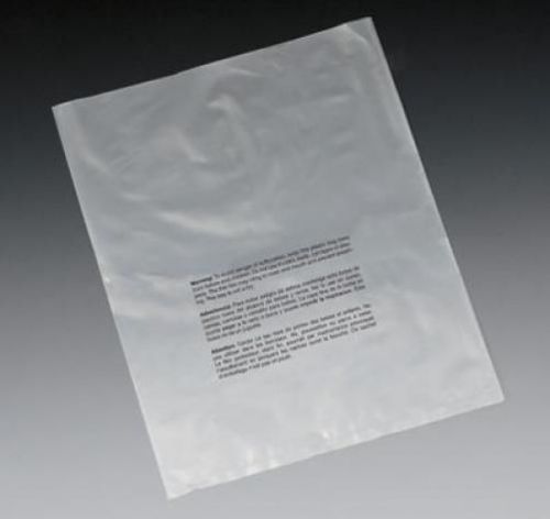Case/ 1000 14x20 clear flat poly bags printed with suffocation warning 1 mil for sale