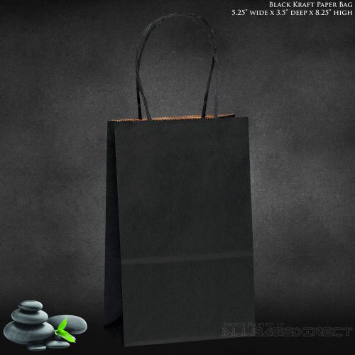 100 pcs black paper bag retail bag merchandise bag kraft bag  5.25&#034;x3.5&#034;x8.25&#034; for sale