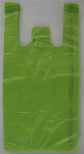 500 Qty. Lime Green Plastic T-Shirt Retail Shopping Bags w/ Handles 8&#034;x5&#034;x16&#034; Sm