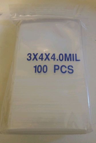 100 3&#034; x 4&#034; 4 Mil Plastic Zip Bag Ziplock Bag Reclosable
