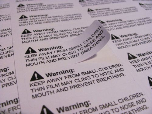 Suffocation Warning Peel and Stick Labels For Plastic 1&#034; x 2 5/8&#034; 150 Labels