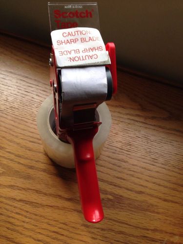 Never used 3M 2&#034; Scotch Tape Gun or packing Tape Dispenser Red + 1 new tape roll