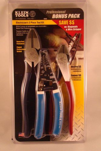 Klein electrician&#039;s 3 piece tool kit lineman d213-9ne diagonal d248-8 for sale