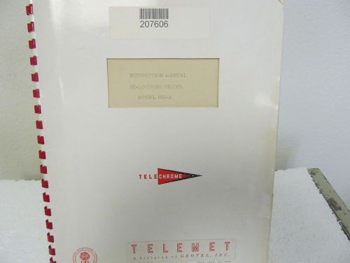 Telechrome (Telemet) 608-A Hi-Lo Cross Filter Instruction Manual w/diagram