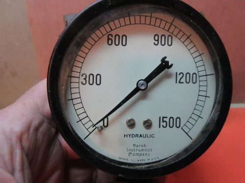 marsh instrument company hydraulic gauge grad 1500 Conn 1/4, NOS dia. 3-1/2&#034;