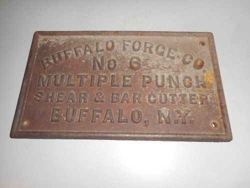 Antique Buffalo Forge Co. Cast Iron Name Plate Steampunk Art