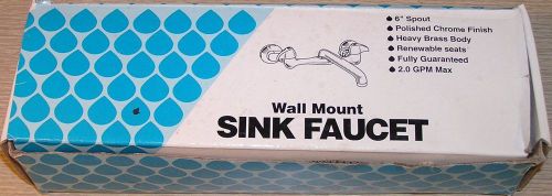 Wall Mount Sink Faucet Chrome Plated Brass 6&#034; Spout 1/2&#034; IPS Female - NOS