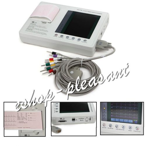3-channel 12-lead ECG EKG machine LCD Electrocardiograph+good interpret f y 2015