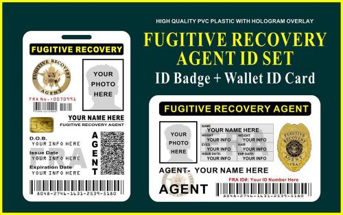 Fugitive Recovery Agent ID Set (ID Badge + Wallet ID) &gt;CUSTOMIZABLE&lt; PVC Plastic