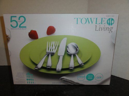 New towle living 52-piece flatware set service for eight - stainless steel for sale