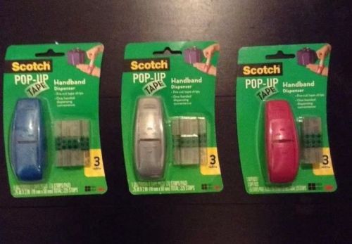 ? Lot Of 3 Scotch pop-up Tape Dispensers &amp; 9 Tape Refills, 75 Strips/refill