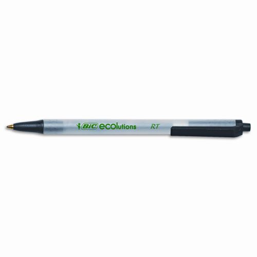 Bic Corporation Medium Ecolutions Clic Stic Ballpoint Retractable Pen, 12/Pack