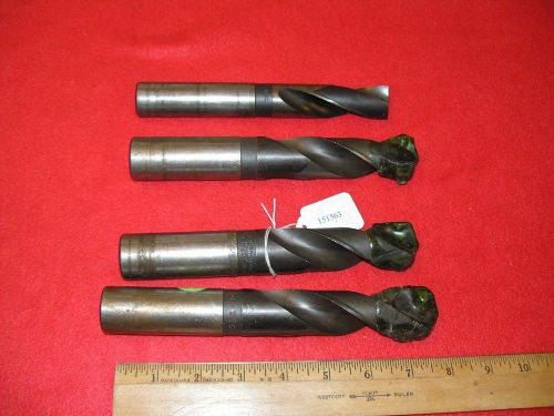 4 round shank coolant type drill bits three 1 7/64 &amp; flat bottom national 15/16 for sale