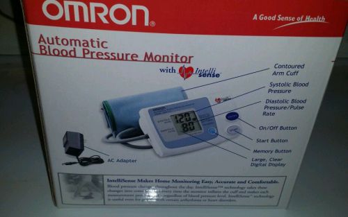 Omron automatic blood pressure monitor model hem-711ac arm cuff ac adapter euc for sale