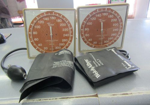 2 X Welch Allyn Tycos Wall Mount Blood Pressure Monitors &amp; Sphygmomanometer Cuff