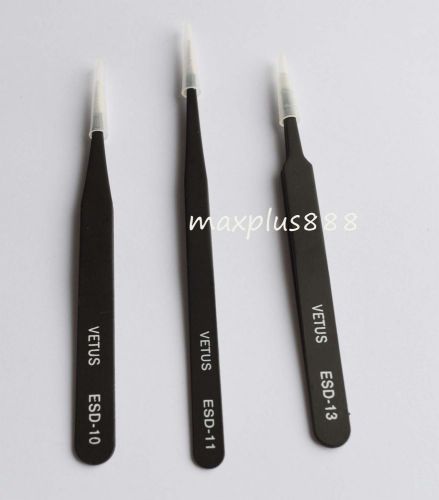 Esd-10+esd-11+esd-13 tweezers vetus selected professional tools hrc40° new for sale