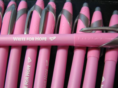 12 New Paper Mate Write for Hope Black Ball Point Pens Medium 1.0 Pink Shell