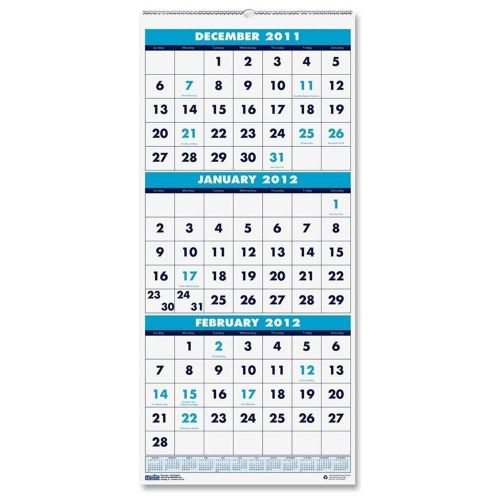 House of Doolittle™ Three-Month Format Wall Calendar, 8 x 17, 2014-2016