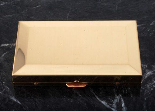 Vintage solid brass deep business/credit card holder case calculator nos damaged for sale