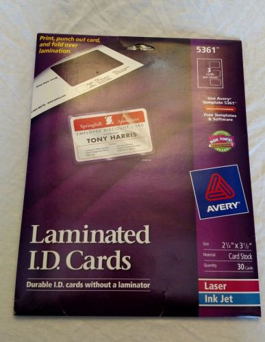Avery Laminated I.D. Cards for Laser or Ink Jet printers 30 ct. #5361